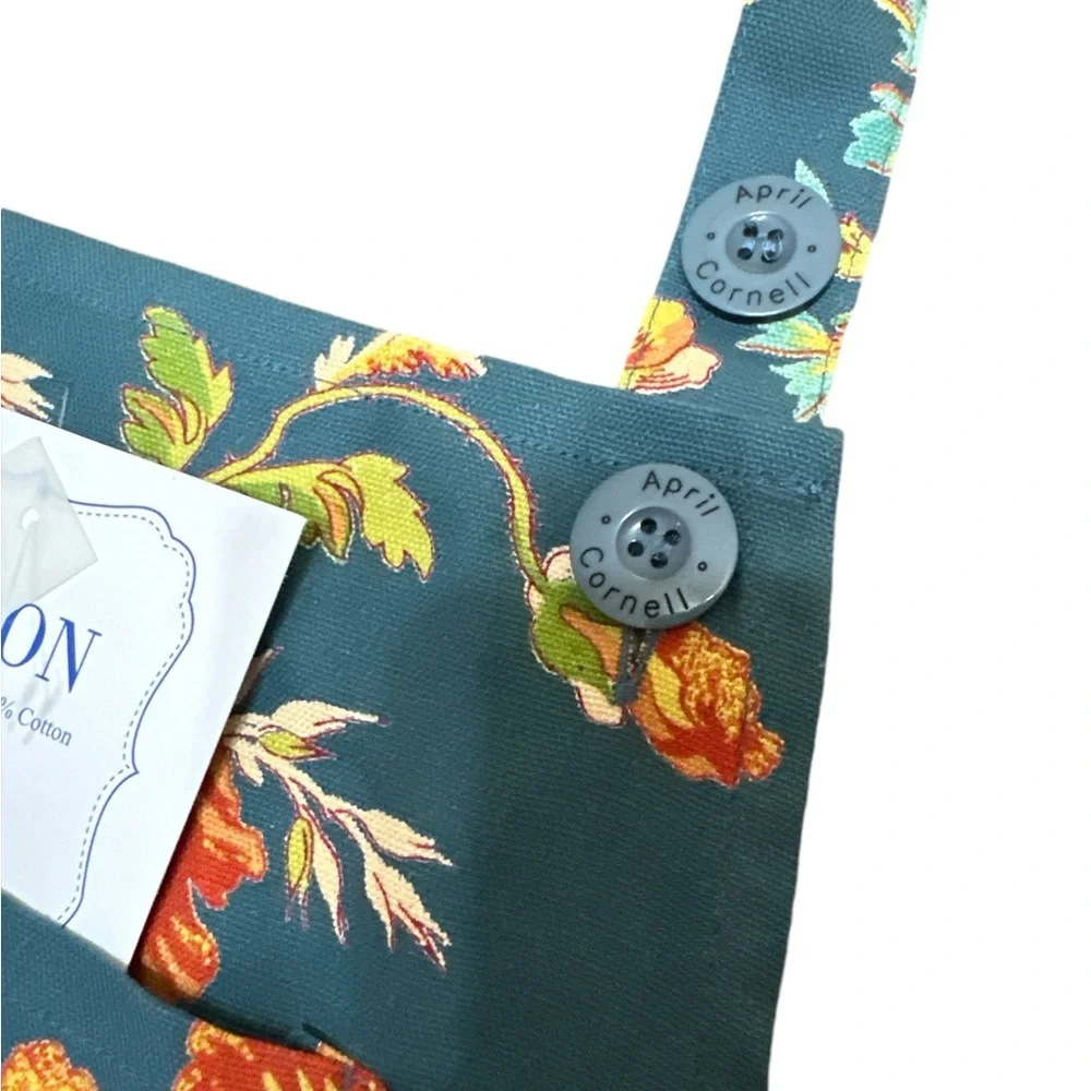 NEW April Cornell TEAL FLORAL Chef’s Apron